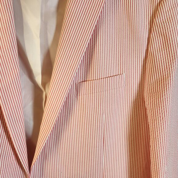 CHAPS Men's Pink and White Seersucker Suit Jacket, Size 48L - Picture 7 of 8